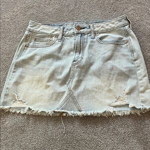 American Eagle Outfitters Light Blue Distressed Mini Skirt